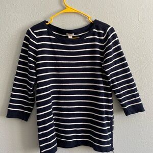 J. Crew White and Blue Long Sleeve Tee